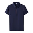 thumbnail image 1 of Polo Shirts for Men XL Zipper Casual Quarter Zip Tee Vintage Short Sleeve Collared Summer Pullover Navy Button Down Tops Sizes XL, 1 of 7