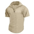 thumbnail image 1 of Polo Shirts for Men with Pocket Button Solid Color Collar Shirts Loose Fit Summer Casual Casual Golf Tops,Khaki,S, 1 of 6
