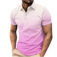 thumbnail image 1 of Polo Shirts for Men with Pocket Quarter Zip Gradient Golf Business Casual Wear Comfy Summer Outdoor Casual Golf Shirts,Pink,XXXXXL, 1 of 5