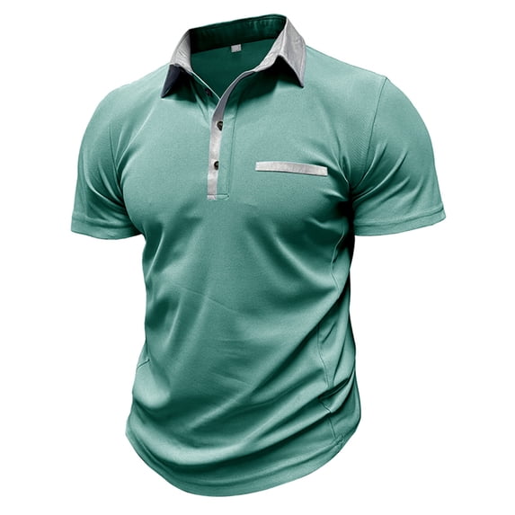 Polo Shirts for Men with Pocket Short Sleeve Collared Golf Shirts Quick Dry Pique Performance Athletic Summer Green M