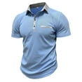 thumbnail image 1 of Polo Shirts for Men with Pocket Short Sleeve Collared Golf Shirts Quick Dry Pique Performance Athletic Summer Light Blue XXXL, 1 of 5
