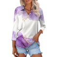 Polo Shirts for Women 2024 3/4 Sleeve VNeck Button Down Blouse Tops