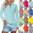 thumbnail image 1 of Womens Long Sleeve Collared Polo Shirts V Neck Button Down, Casual Athletic Golf Sport Tee Tops Khaki S, 1 of 6
