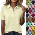 thumbnail image 1 of Polo Shirts for Women Golf Button Collared Summer Short Sleeve Tops Lightweight Work Blouses 2026 Beige S, 1 of 5
