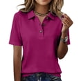 thumbnail image 1 of Polo Shirts for Women Golf Button Collared Summer Short Sleeve Tops Lightweight Work Polo Shirt Womens Blouses, M, 1 of 5