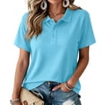 thumbnail image 1 of Polo Shirts for Women Golf Button Collared Summer Short Sleeve Tops Lightweight Work Polo Shirt Womens Blouses, 1 of 7