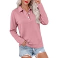 thumbnail image 1 of Polo Shirts for Women Long Sleeve Collared Button Golf Work Cute Summer Tops, S, 1 of 5