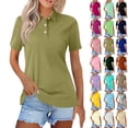 thumbnail image 1 of Polo Shirts for Women Short Sleeve Golf Shirts 4-Button Quick Dry Workout Tops Collared for Work Running Tennis Army Green S, 1 of 7