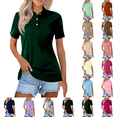 thumbnail image 1 of Polo Shirts for Women Short Sleeve Golf Shirts 4-Button Quick Dry Workout Tops Collared for Work Running Tennis Dark Green L, 1 of 7