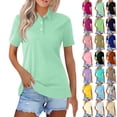 thumbnail image 1 of Polo Shirts for Women Short Sleeve Golf Shirts 4-Button Quick Dry Workout Tops Collared for Work Running Tennis Mint Green M, 1 of 7