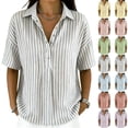 thumbnail image 1 of Polo Shirts for Women Short Sleeve Tops Striped Lapel Button Neck Shirt Causal Trip Work Going Out Summer ,XL,#02 Gray, 1 of 9