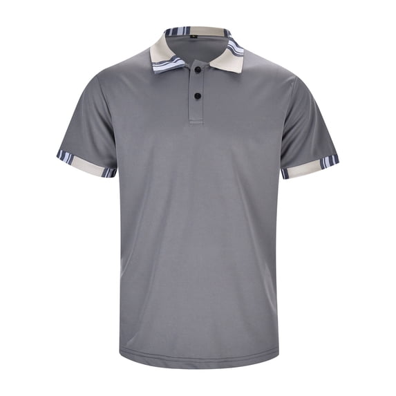 Polo Shorts for Men Short Sleeve Button Tees Shirts Basic Grey Men TShirts