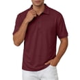 thumbnail image 1 of Polo Shorts for Men Short Sleeve Quarter Button Up Tee Shirts Basic Red Mens Clothes, 1 of 4