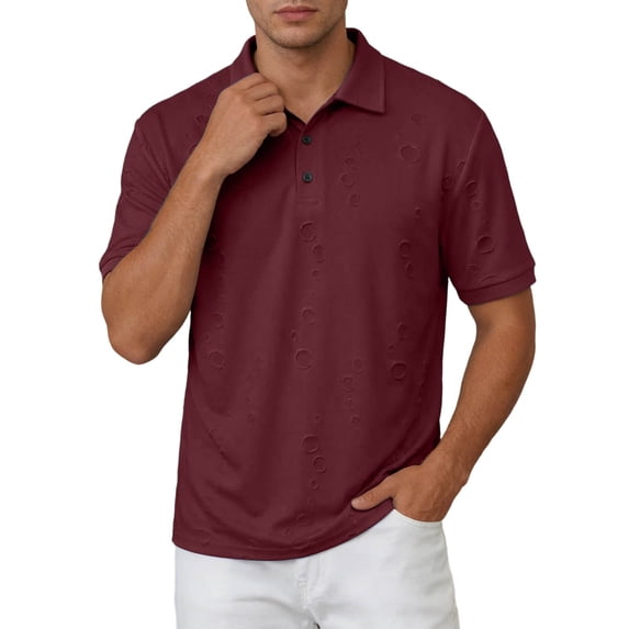 Polo Shorts for Men Short Sleeve Quarter Button Up Tee Shirts Basic Red Mens Clothes