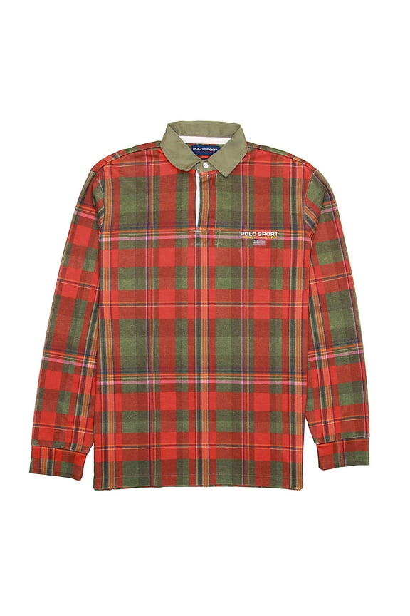 Polo Sport Ralph Lauren Men's Claasic Fit Rugby Shirt (Large, Sandstone Madras)