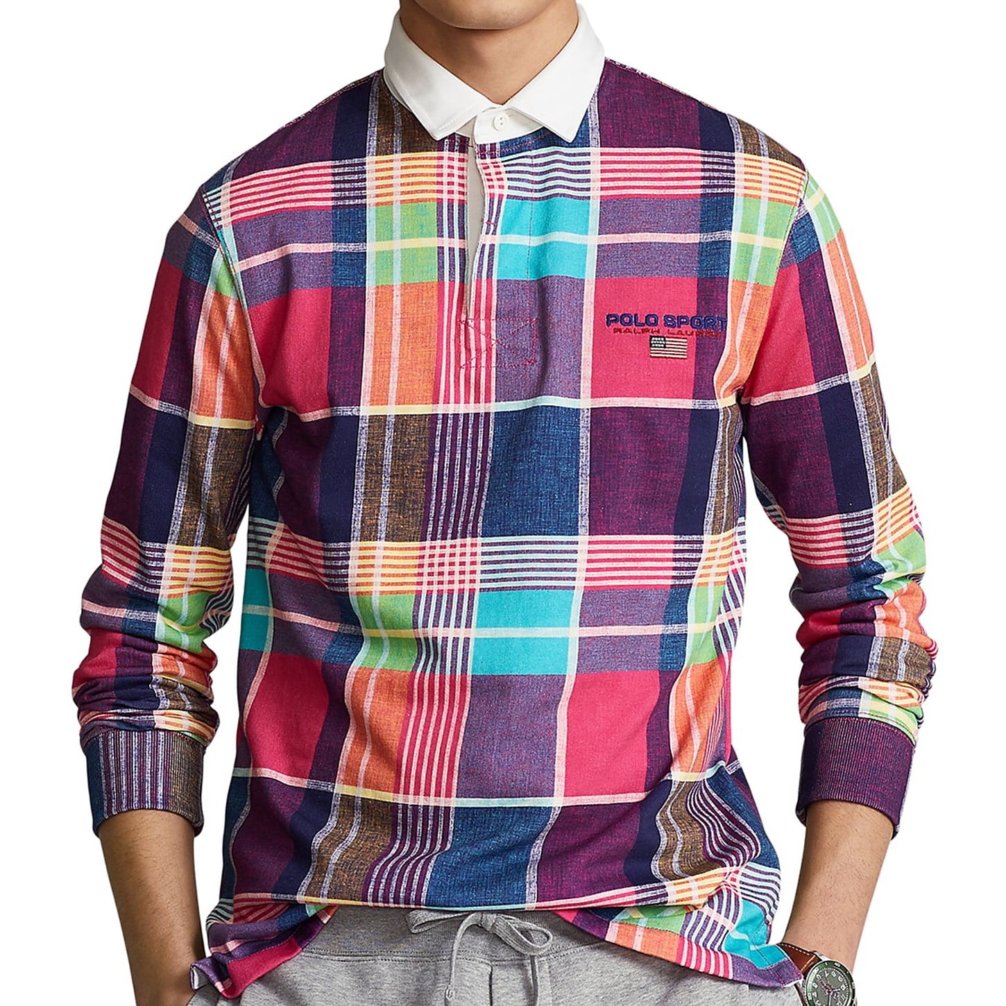 Polo Sport Ralph Lauren Mens Long Sleeve Rugby Shirt (XLarge, Pink ...