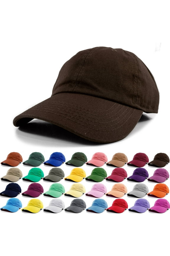 Polo Style Baseball Cap Ball Dad Hat Adjustable Plain Solid Washed Cotton Mens Womens Brown