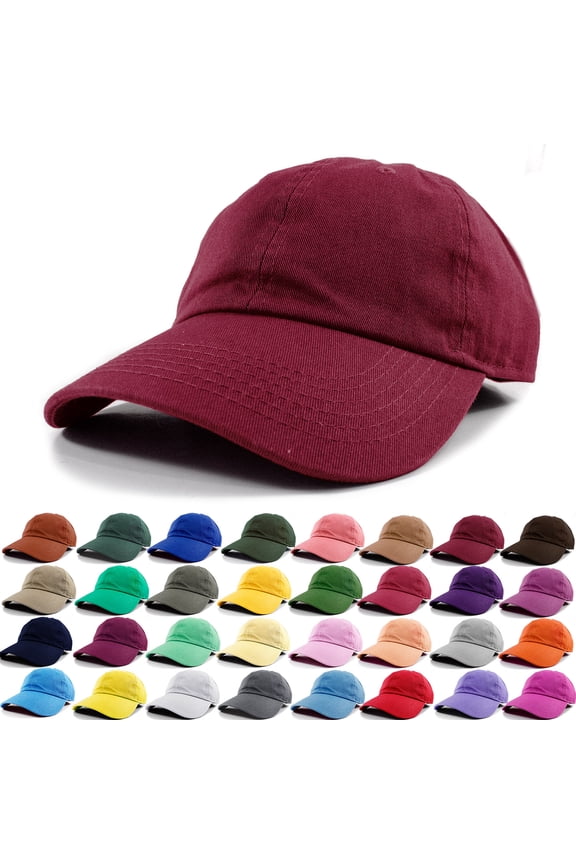 Polo Style Baseball Cap Ball Dad Hat Adjustable Plain Solid Washed Cotton Mens Womens Burgundy