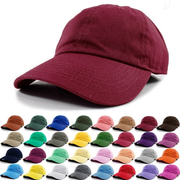 Polo Style Baseball Cap Ball Dad Hat Adjustable Plain Solid Washed Cotton Mens Womens Burgundy