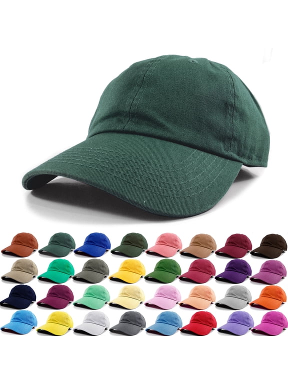 Polo Style Baseball Cap Ball Dad Hat Adjustable Plain Solid Washed Cotton Mens Womens Dark Green