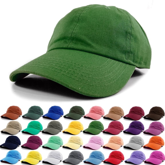 Polo Style Baseball Cap Ball Dad Hat Adjustable Plain Solid Washed Cotton Mens Womens Forest Green