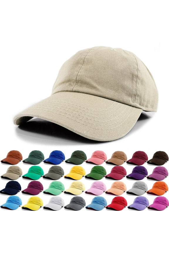 Polo Style Baseball Cap Ball Dad Hat Adjustable Plain Solid Washed Cotton Mens Womens Khaki