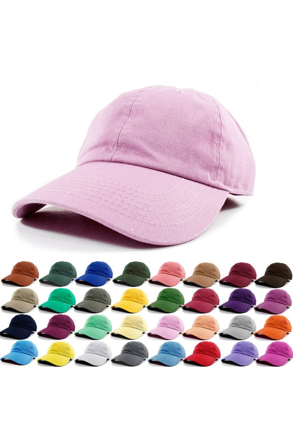 Polo Style Baseball Cap Ball Dad Hat Adjustable Plain Solid Washed Cotton Mens Womens Light Pink