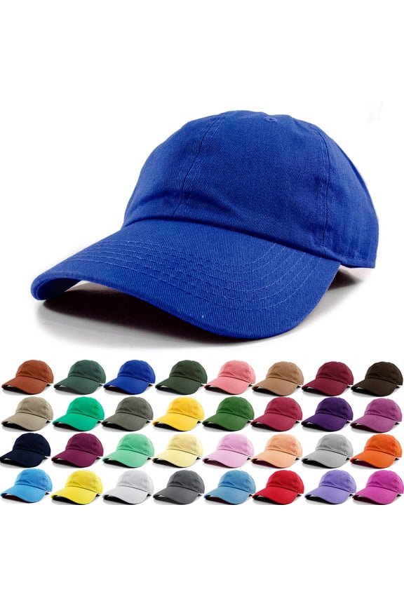 Polo Style Baseball Cap Ball Dad Hat Adjustable Plain Solid Washed Cotton Mens Womens Royal Blue