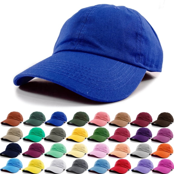 Polo Style Baseball Cap Ball Dad Hat Adjustable Plain Solid Washed Cotton Mens Womens Royal Blue