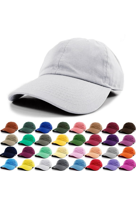 Polo Style Baseball Cap Ball Dad Hat Adjustable Plain Solid Washed Cotton Mens Womens White