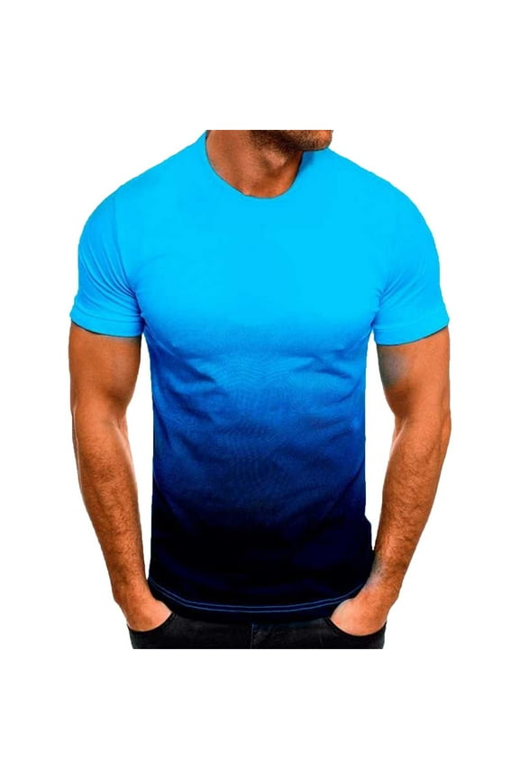 Polo T-Shirt for Men Crewneck Shirt Tie Dye 3D Gradient Color Tshirt Slim Fit Summer Casual Short Sleeve T Shirts