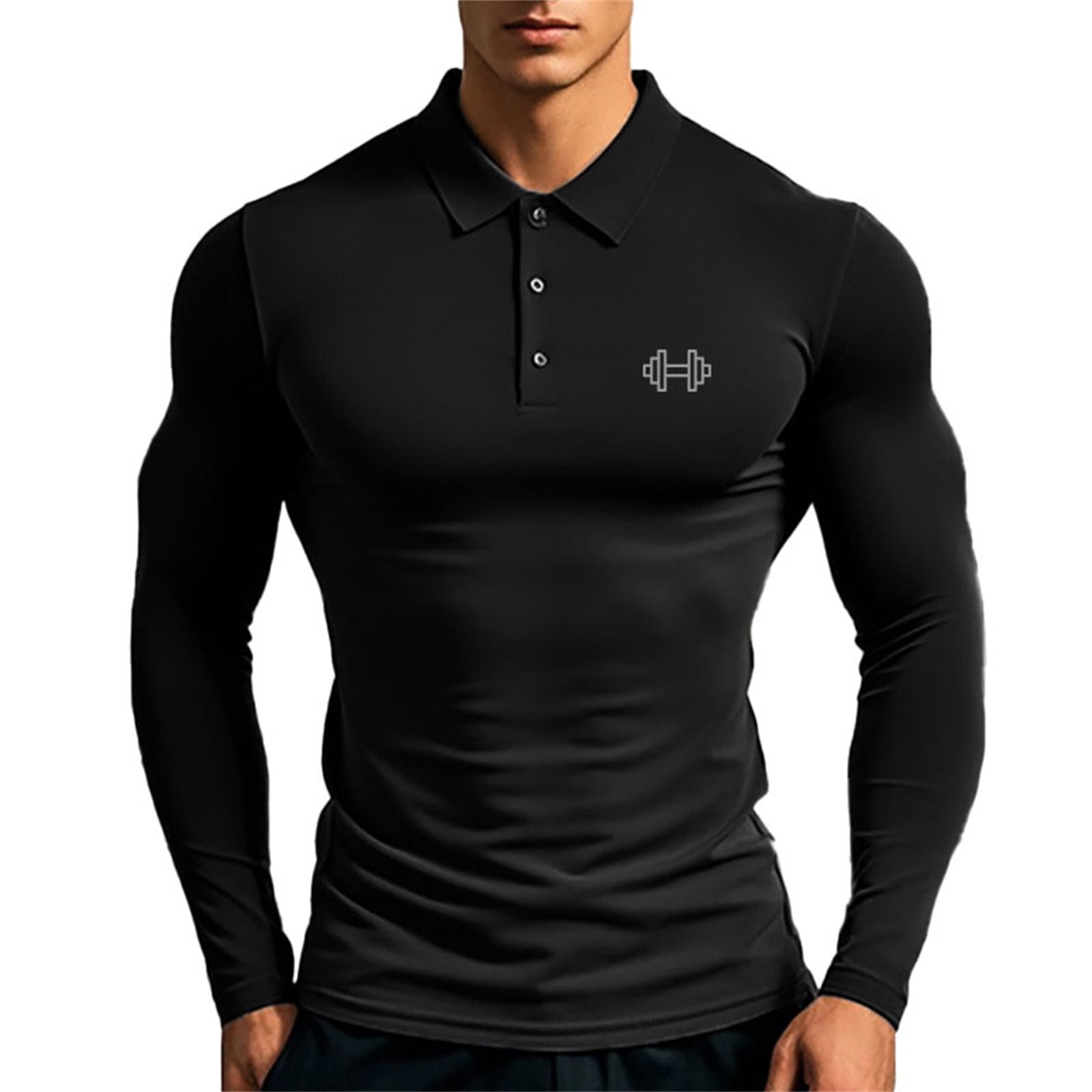Polo T Shirts For Men Body Shaping Elastic Bodybuilding Muscular Long ...