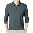 thumbnail image 1 of Polo T Shirts For Men Long Sleeve Classic Solid Color Collared Casual Business Male Tees, 1 of 7