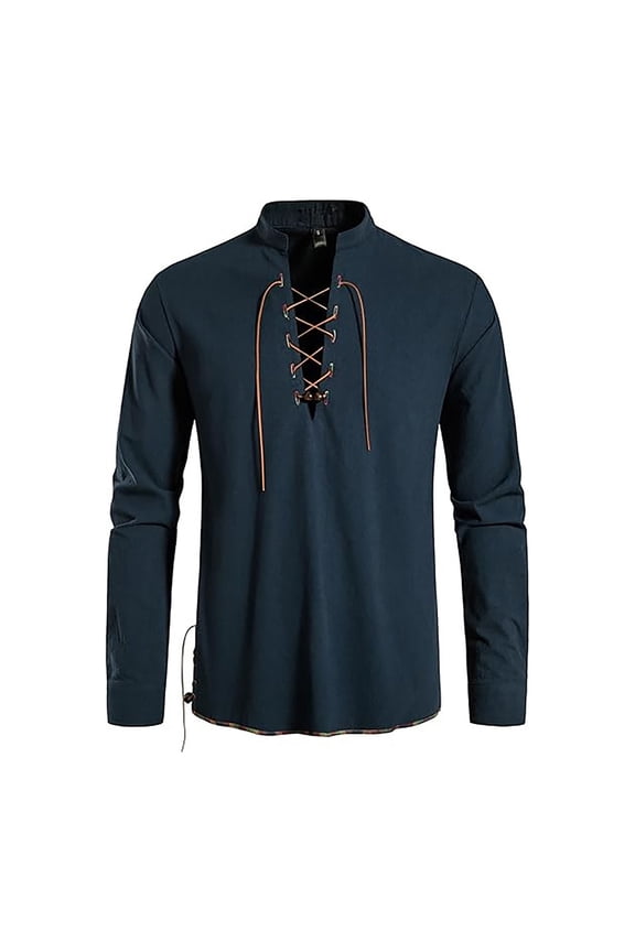 Polo T Shirts For Men Long Sleeve Hippie Beach Lightweight Linen Casual Boho Style Male Tees