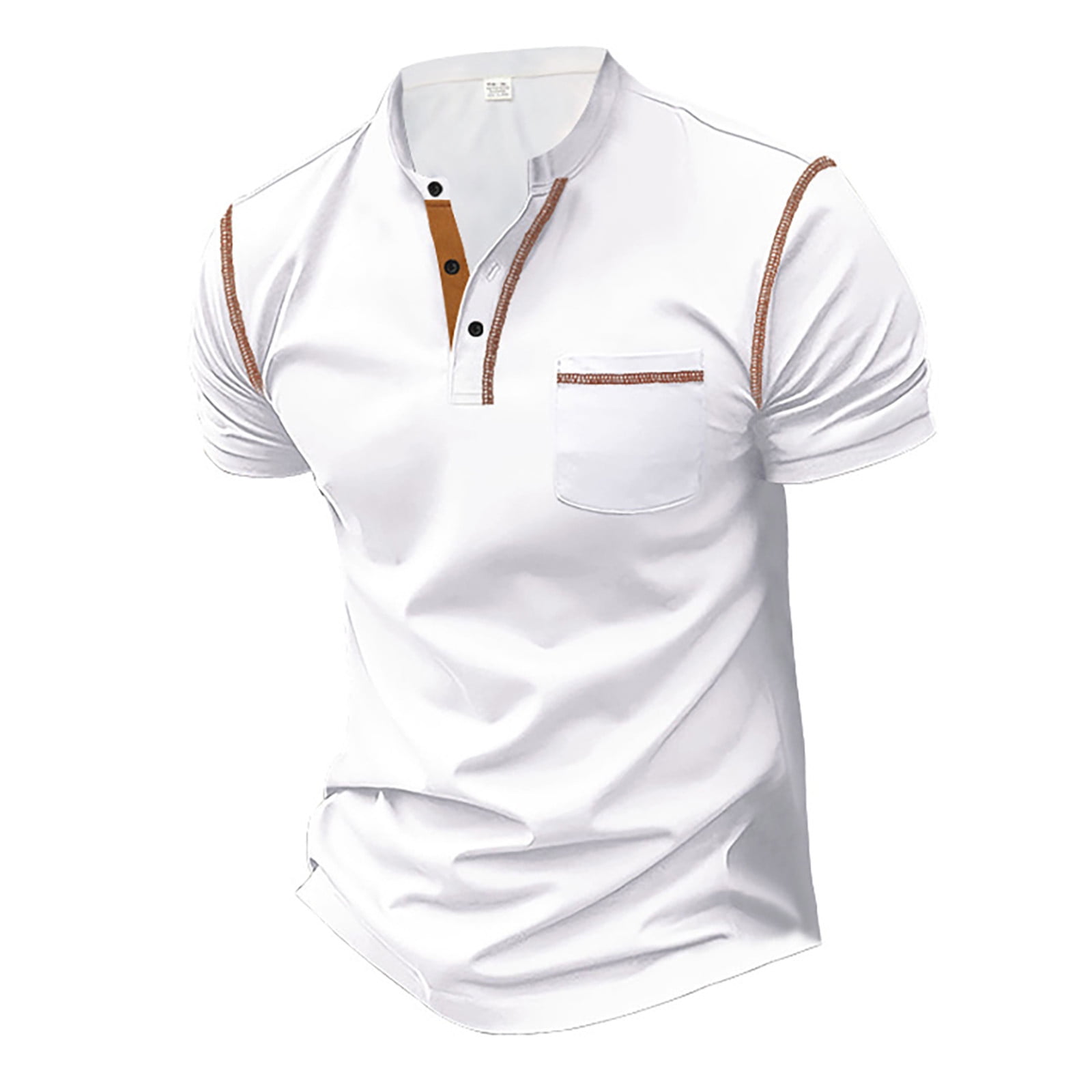 Polo T Shirts for Men 2xl Solid Color V-Neck Travel Collar Shirts