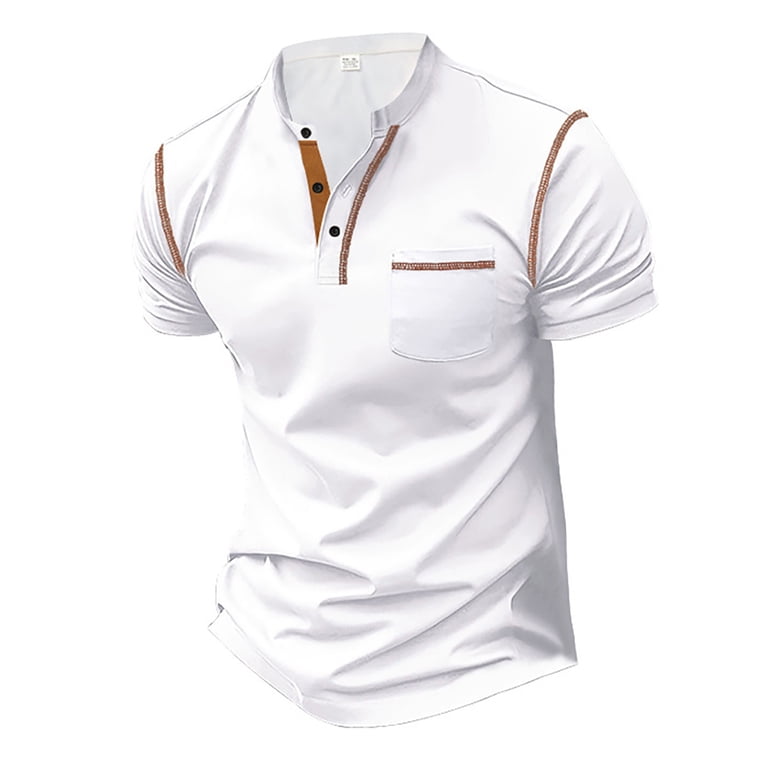 Polo T Shirts for Men 2xl Solid Color V-Neck Travel Collar Shirts