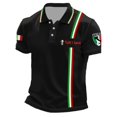 thumbnail image 1 of Polo T Shirts for Men Halloween Skeleton Letter Printed Casual Short Sleeve Button Up Collared Tee Slim Fit Stretchy Breathable Summer Mens Shirts Black3 XXXL, 1 of 3