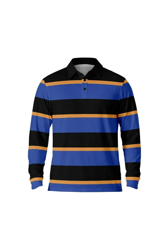 Polo T Shirts for Men Button Down Striped Casual Collared Long Sleeve Tops Fall Loose Fit Comfy Breathable Mens Dress Shirts