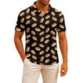 thumbnail image 1 of Polo T Shirts for Men Casual Short Sleeve Hot Dog Printed Button Down Collared Tops Comfortable Breathable Slim T Shirts for Man Black L, 1 of 4