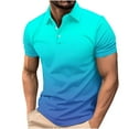 thumbnail image 1 of Polo T Shirts for Men Color Blocked Gradient Casual Contrast Color Polo Shirt Lightweight Summer Beach Golf Vacation Shirt,Mint Green,XL, 1 of 5