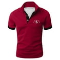 thumbnail image 1 of Polo T Shirts for Men Golf Casual Slim Fit Summer Short Sleeve Button Up Collared Tops Stretchy Moisture Wicking Sport Dress Shirts for Men Wine XXL, 1 of 3