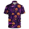 thumbnail image 1 of Polo T Shirts for Men Halloween Pumpkin Print Short Sleeve Button Up Collared Tops Slim Fit Casual Summer Outdoor Activities Mens Shirts OTHER L, 1 of 3
