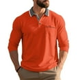 thumbnail image 1 of Polo T Shirts for Men Lightweight Casual 3/4 Sleeve Button Up Collared Golf Tops with Pocket Loose Fitting Breathable Trendy Mens T-Shirts Orange M, 1 of 9