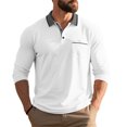 thumbnail image 1 of Polo T Shirts for Men Lightweight Casual 3/4 Sleeve Button Up Collared Golf Tops with Pocket Loose Fitting Breathable Trendy Mens T-Shirts White XXXL, 1 of 9