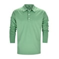 thumbnail image 1 of Polo T Shirts for Men Long Sleeve Button Down Polo Tees Loose Fit Green T-Shirt for Men, 1 of 6