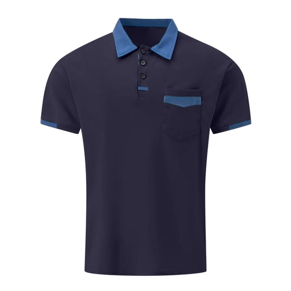 Polo T Shirts for Men Short Sleeve Button Down Tees Shirts Slim Fit Navy Men's Casual Shirts