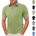 thumbnail image 1 of Polo T Shirts for Men Short Sleeve Button Up Lightweight Summer Green Shirts for Men, 1 of 8