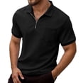thumbnail image 1 of Polo T Shirts for Men Short Sleeve Quarter Zip Polo Tees Slim Fit Black Mens Pullover Shirts, 1 of 5
