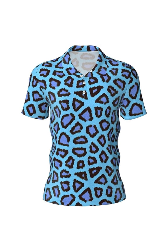 Polo T Shirts for Men Slim Fit Short Sleeve Performance Leopard Print Casual Breathable Modern Fit Dress Shirts for Men