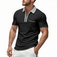 thumbnail image 1 of Polo T Shirts for Men Slim Fit Short Sleeve Zipper Down Collared Tees with Pocket Dressy Casual Business Work Shirts for Men, 1 of 8